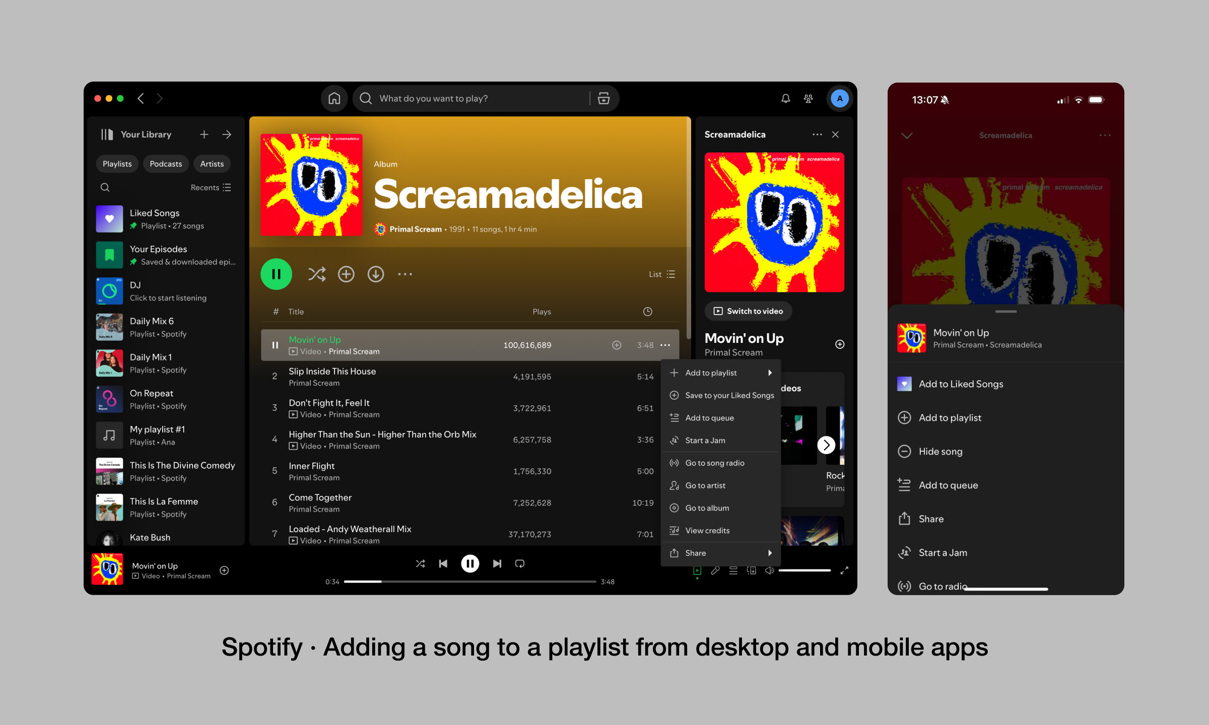 Spotify Desktop and Mobile Interfaces