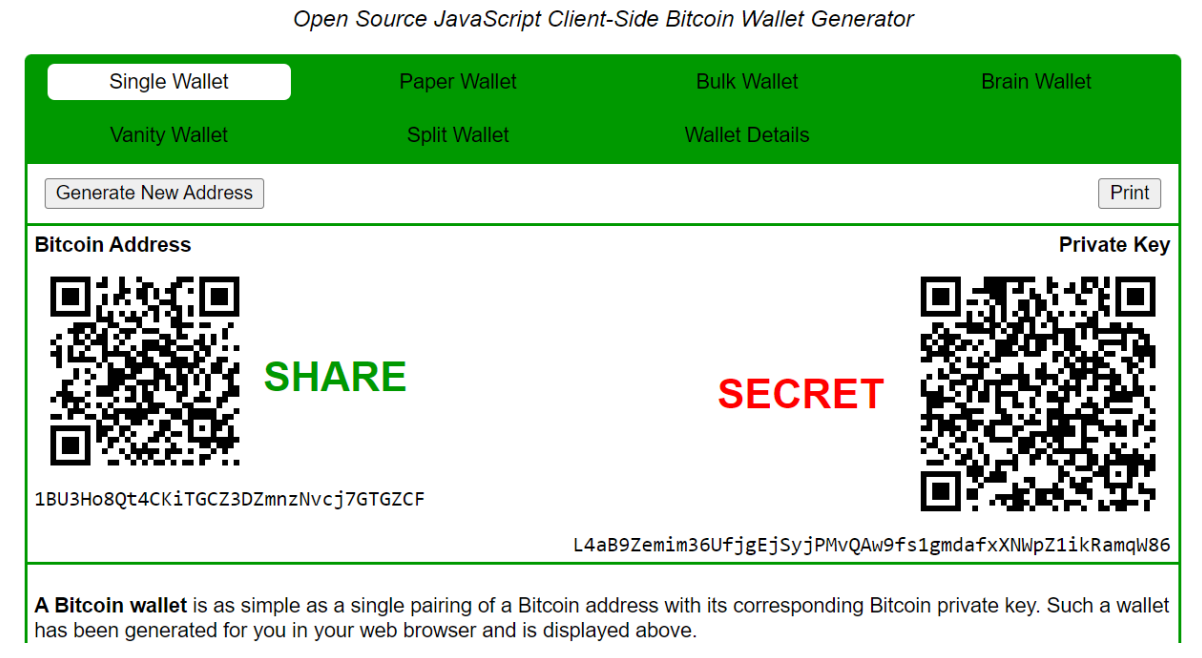 Fig. 7 Bitcoin address generated using the Random Seed