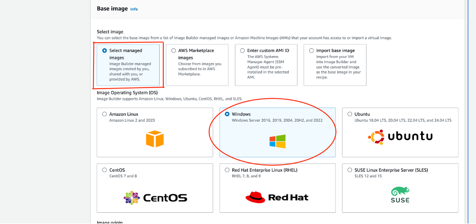 Selecting Base Image and OS