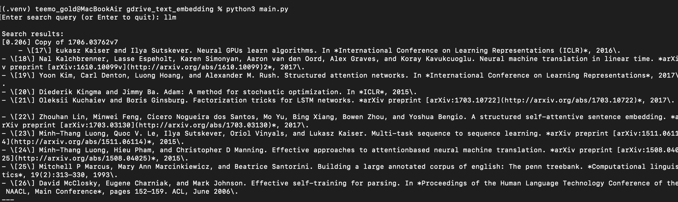 Terminal interaction for search