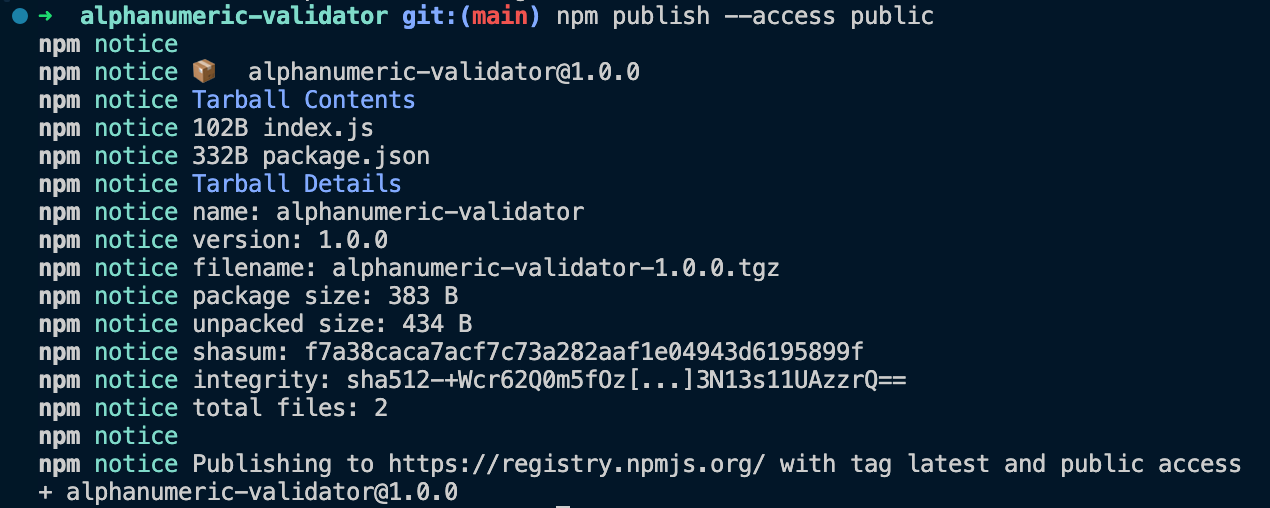 Publishing to npm from terminal