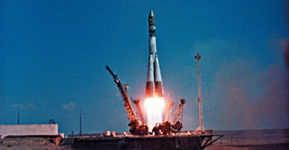 Launch of Vostok-1, with Yuri Gagarin on board