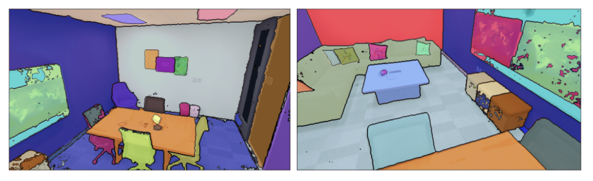 Fig. 9: Our methods do not perform well in cases where the scan sequence contains only images of the different sides of an object (chair) or surface (floor) from differing directions without any smooth transitions in between, which occurs for office2 from Replica (vMap split [20]).