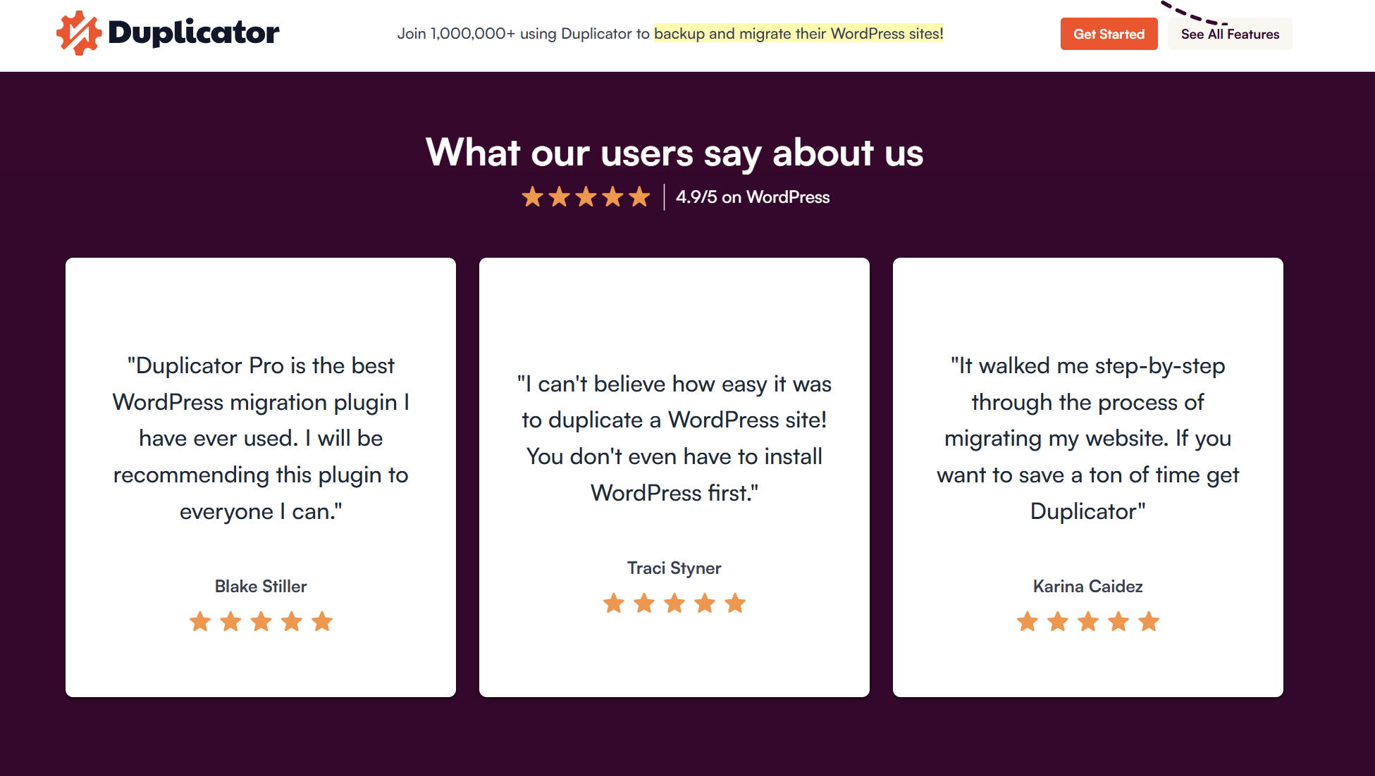 User-Generated Content in the form of Testimonals and Star Ratings