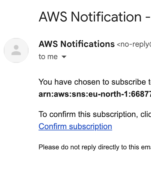This is the email where you can confirm that you subscribe to the SNS 