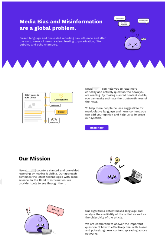 Figure 17: Screenshot of the landing page with an introduction to NewsUnfold’s goal.