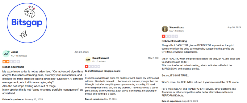 Bitsgap Trading bots negative Reviews