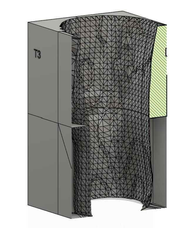 Figure 4. Section view of the mould of the human leg in Fusion 360.