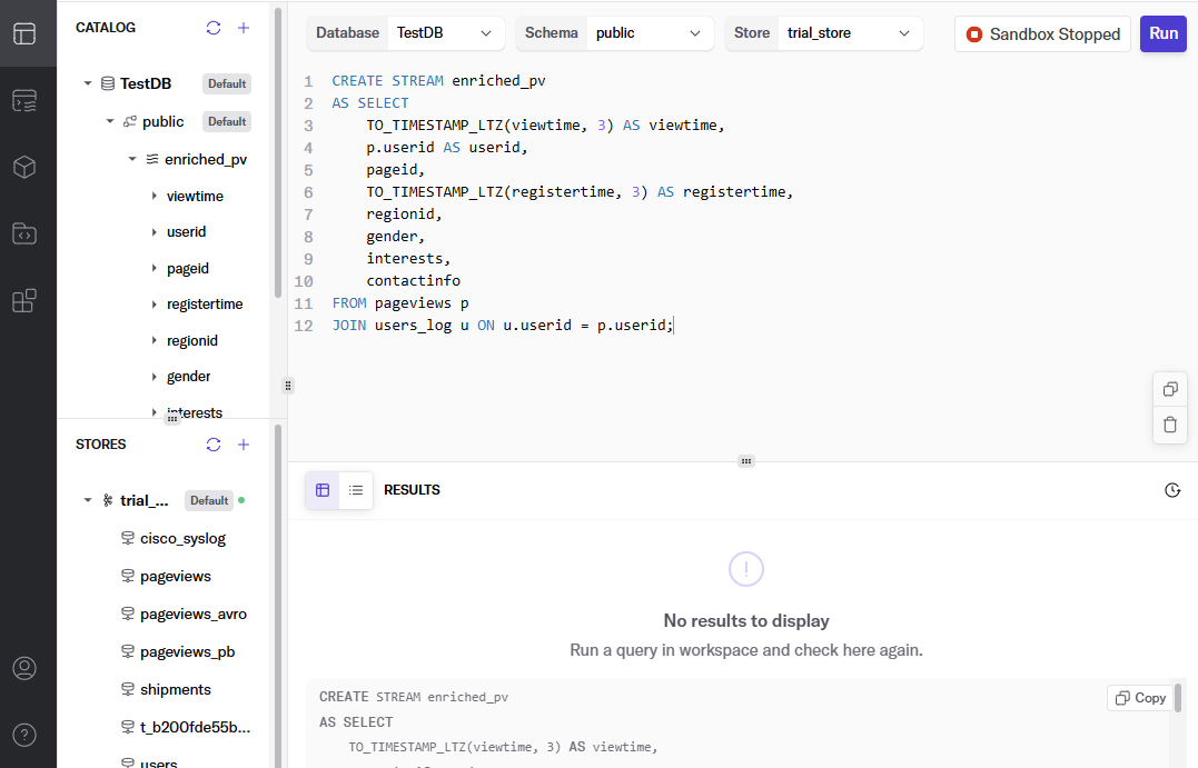 DeltaStream Join example