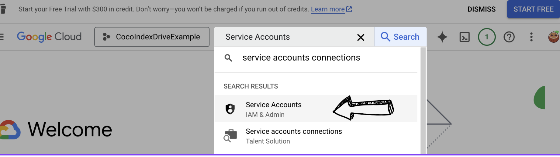 search for service account