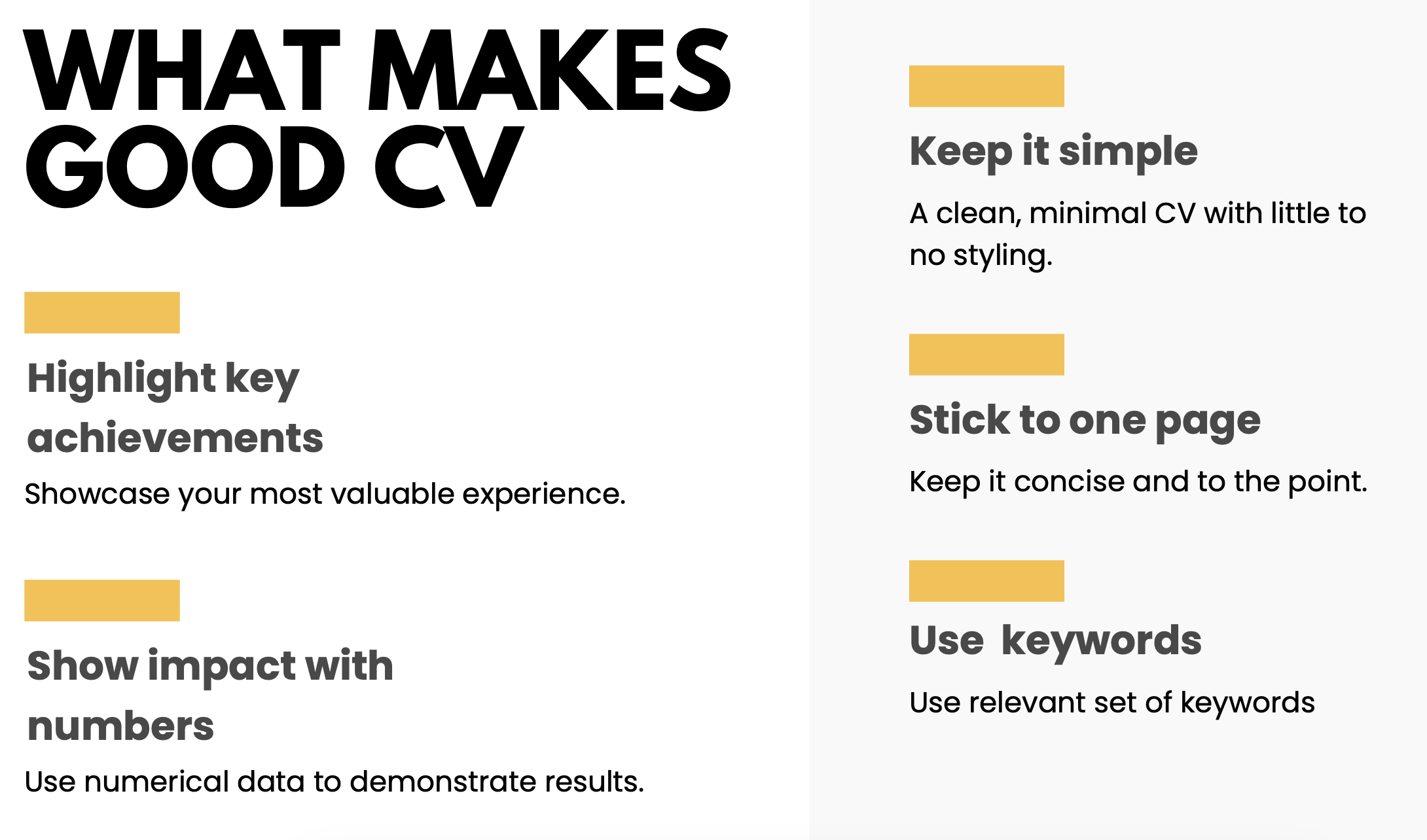 FIve rules of CV building