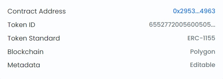 NFT smart contract detalis