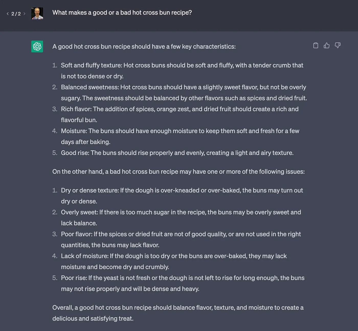 Prompt: What makes a good or a bad got cross bun recipe?