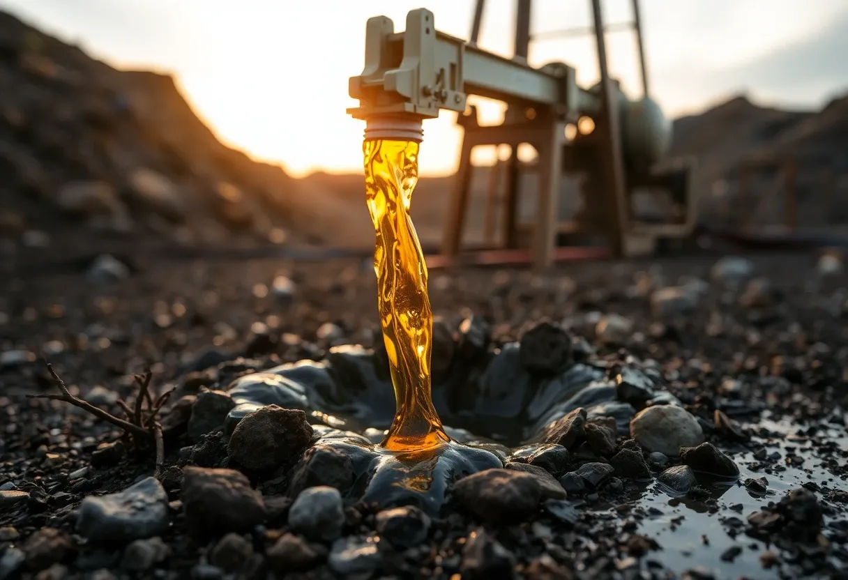 oil gushing from the ground