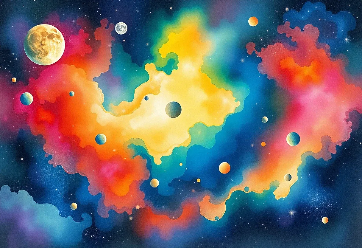 outer space waterpaint art style