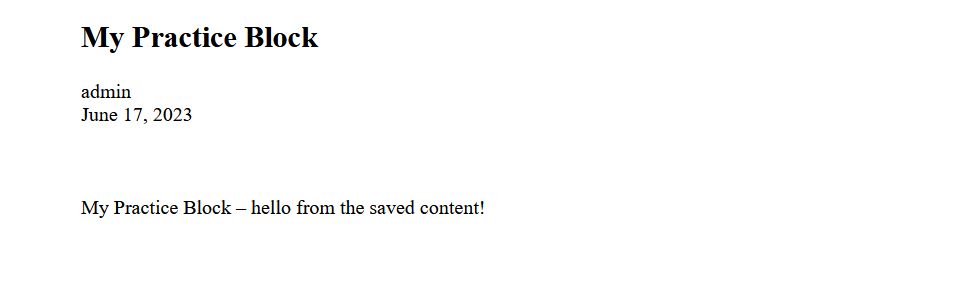 WP Block displaying in the front end of the site