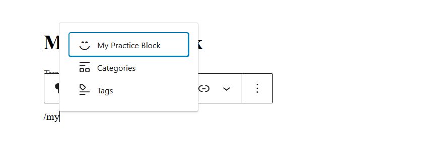 Selecting our block in the WP Editor