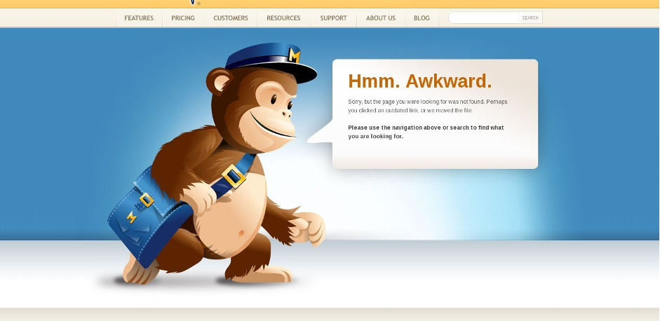 Mailchimp's Freddie Mascot Error Page (Modern Era)
