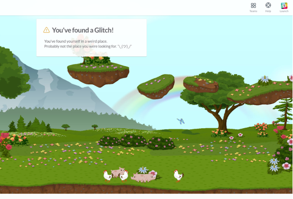 Slack's "You're found a Glitch" Page (circa 2016-2018)