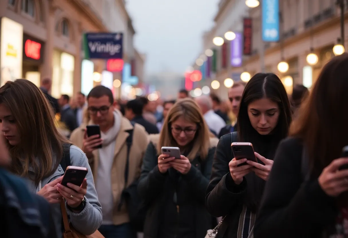 people on their phones