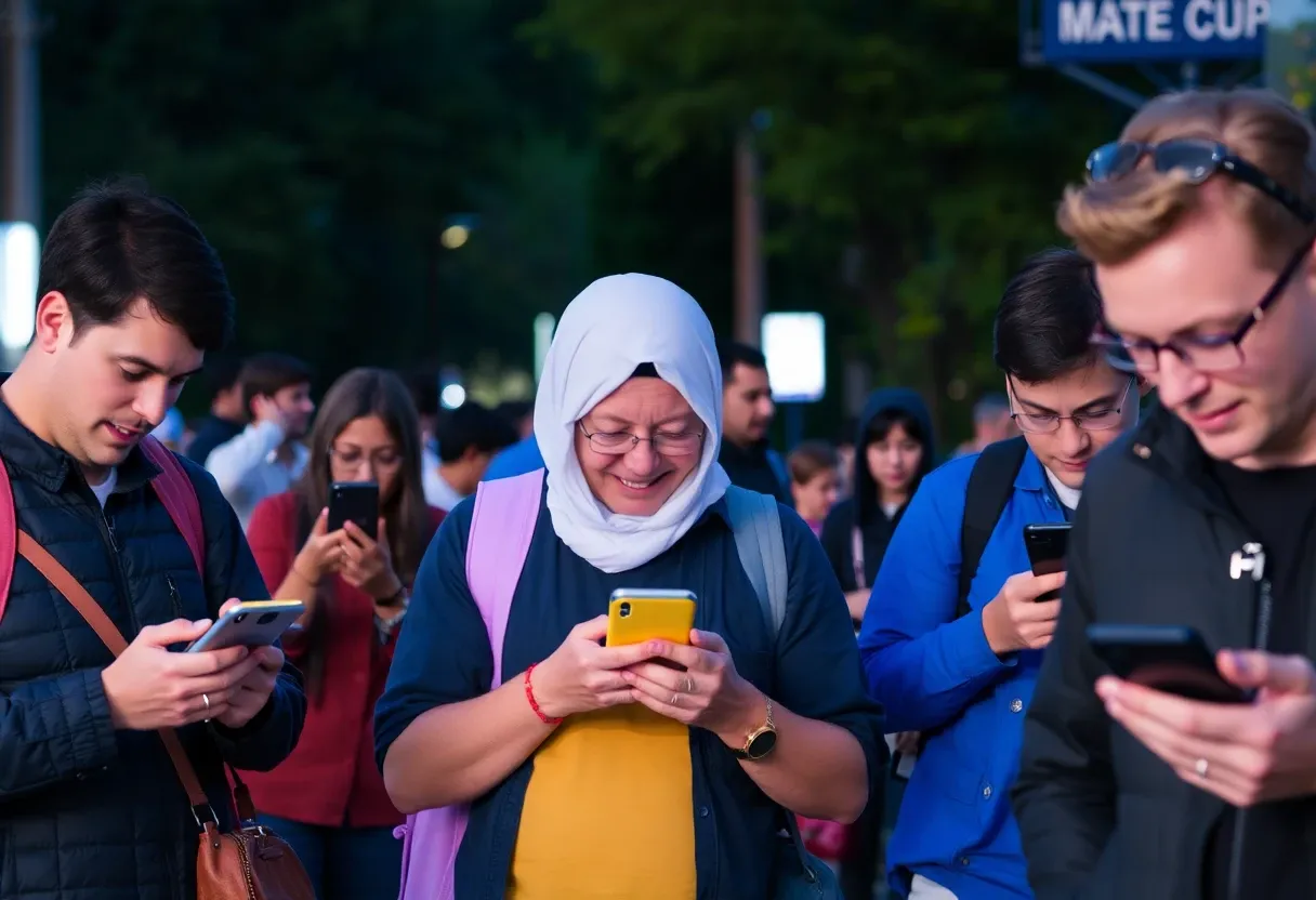 people on their phones