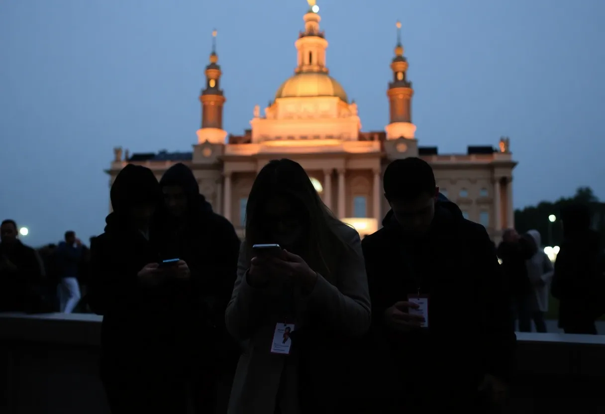 people on their phones