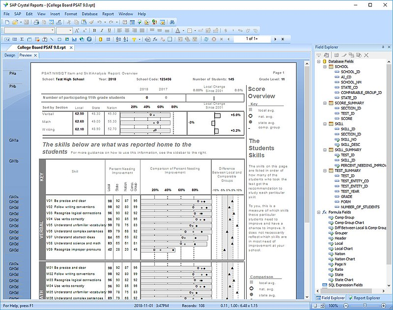 An example of an objectively complex interface design by SAP Crystal Reports