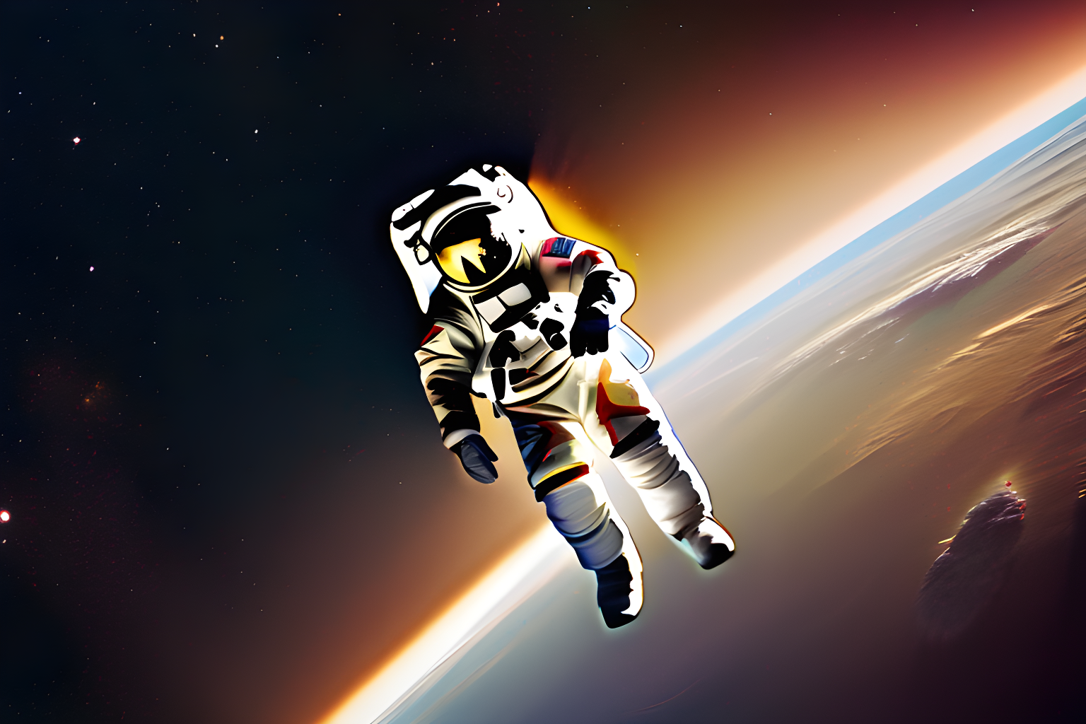 Photograph of a man in space