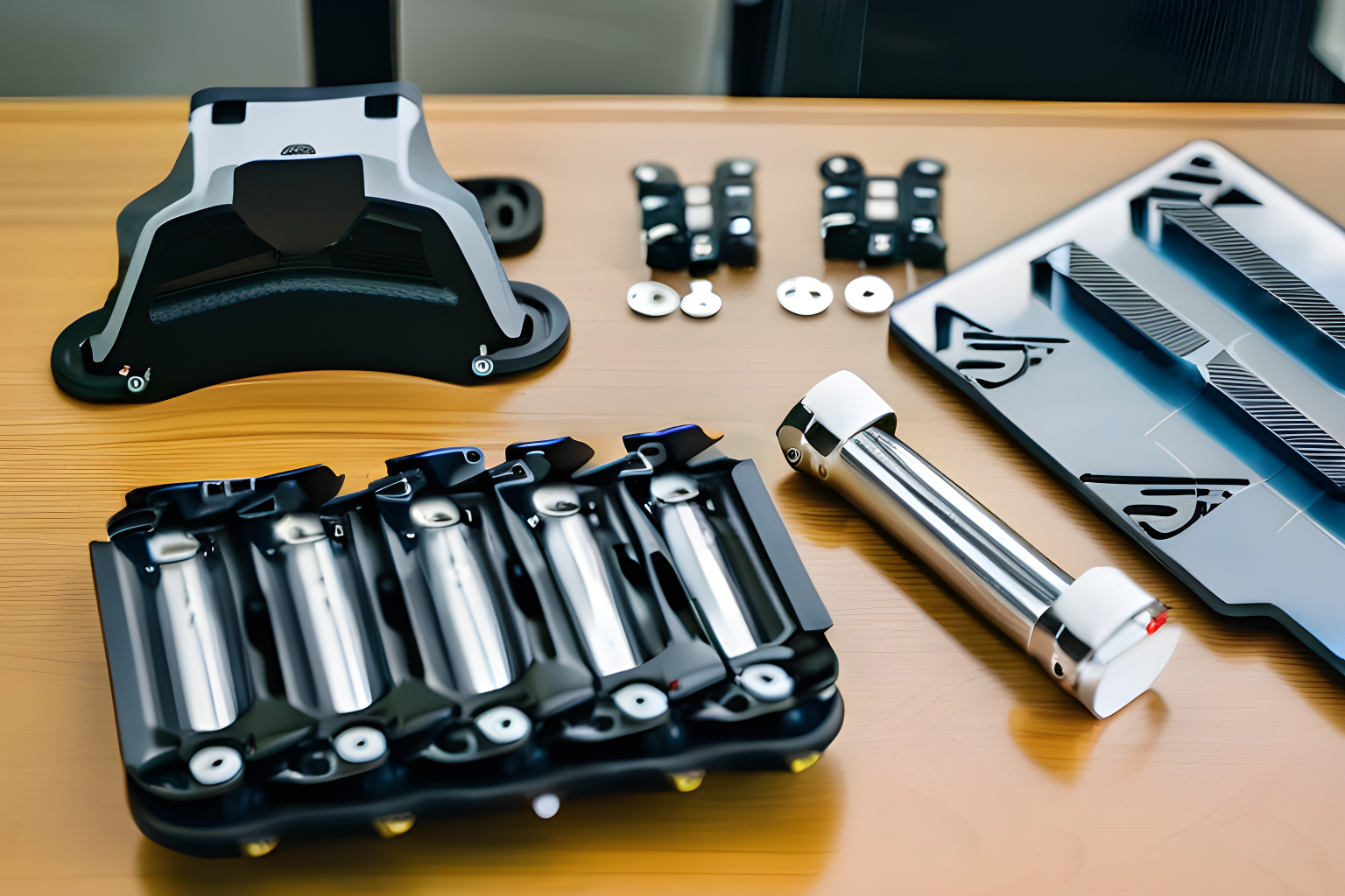 pieces of a robot on a work table