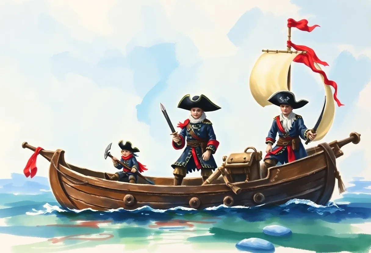 pirates in a water paint painting