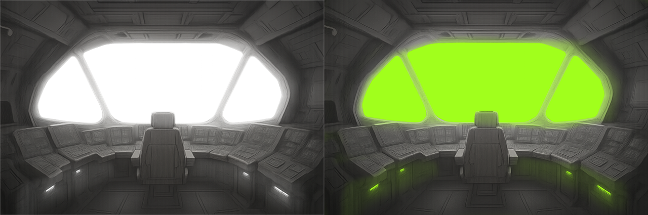 The final PNG image with transparency to the windshild and lighting areas.