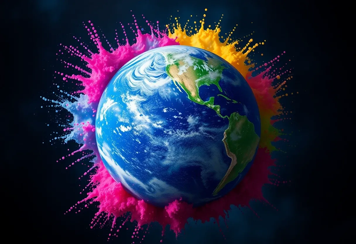 planet earth color splash