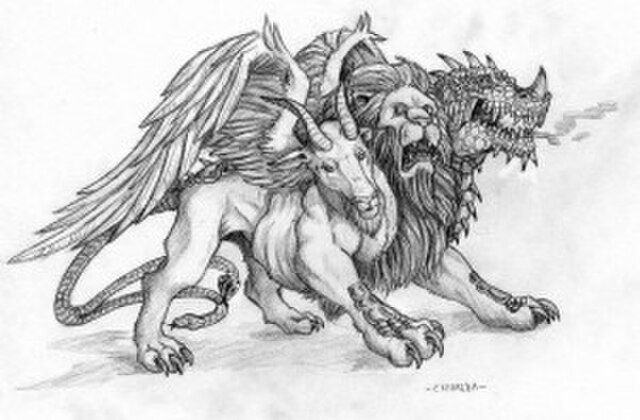 The chimera is a mythical creature composed of parts from different animals - a lion, a goat, and a serpent - fused into a single being.