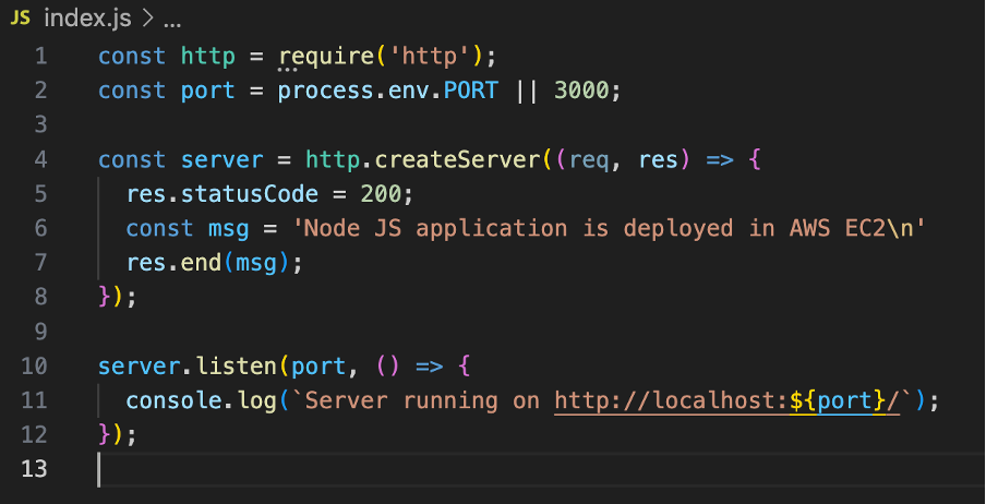 Node JS code to deploy
