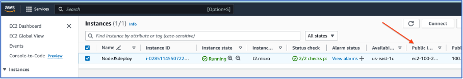 Get your EC2 instance public DNS