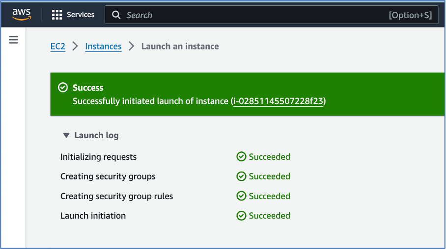 Instance creation success