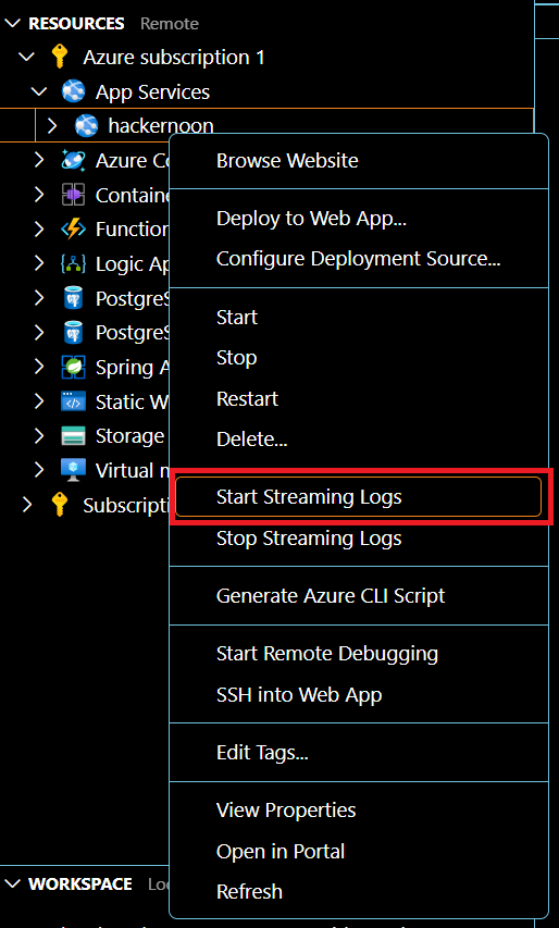 Img 1. Get some logs from Azure Web App.
