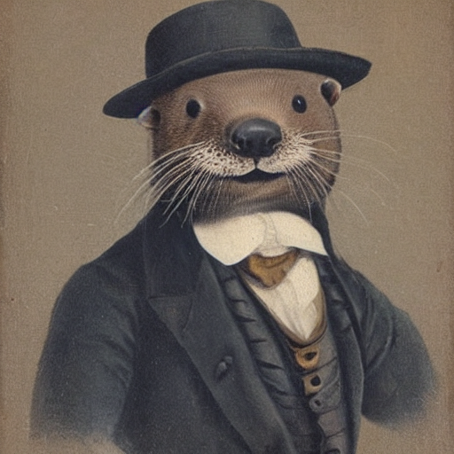 A gentleman otter in a 19th century portrait, as created by Stable Diffusion