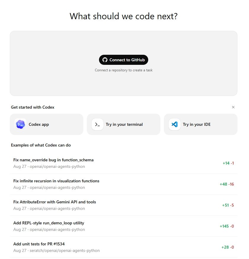 Codex used on the Web Chat interface