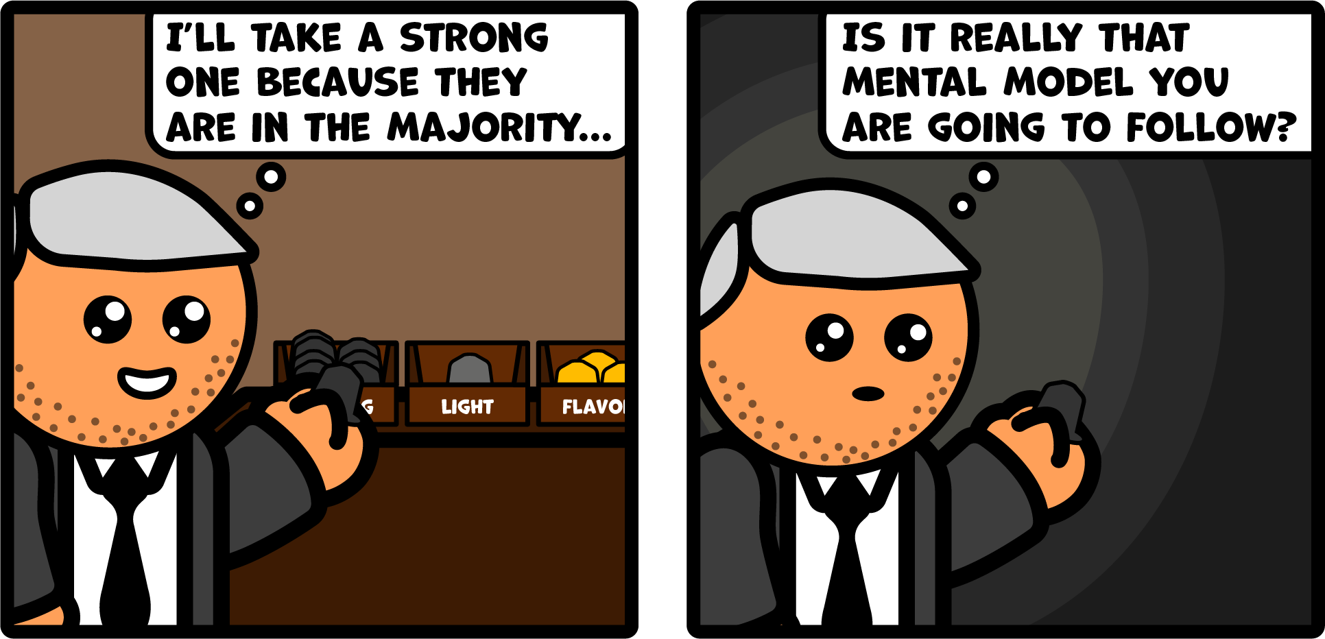 Mental Model of what coffee pod to take is challenged by self awareness