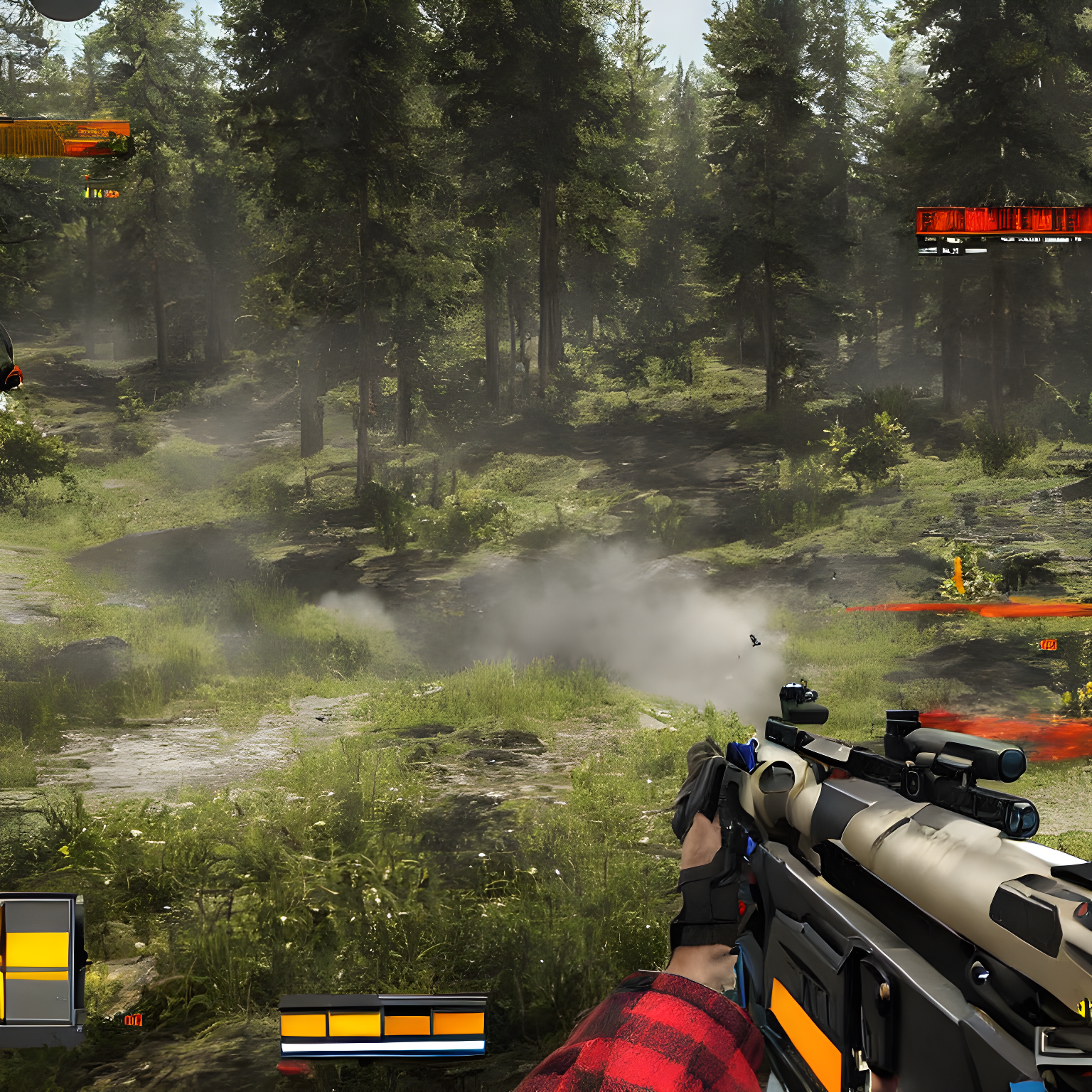 realistic shooting game gameplay on a computer screen