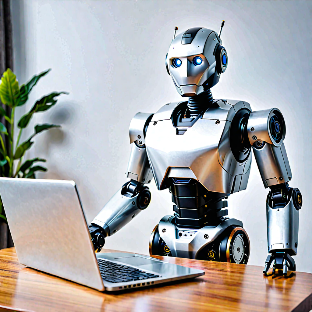 Robot infront of a laptop