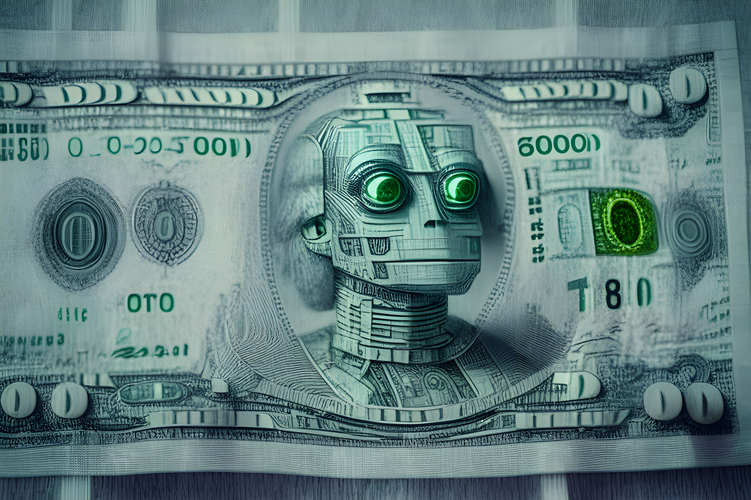 robot on the dollar bill