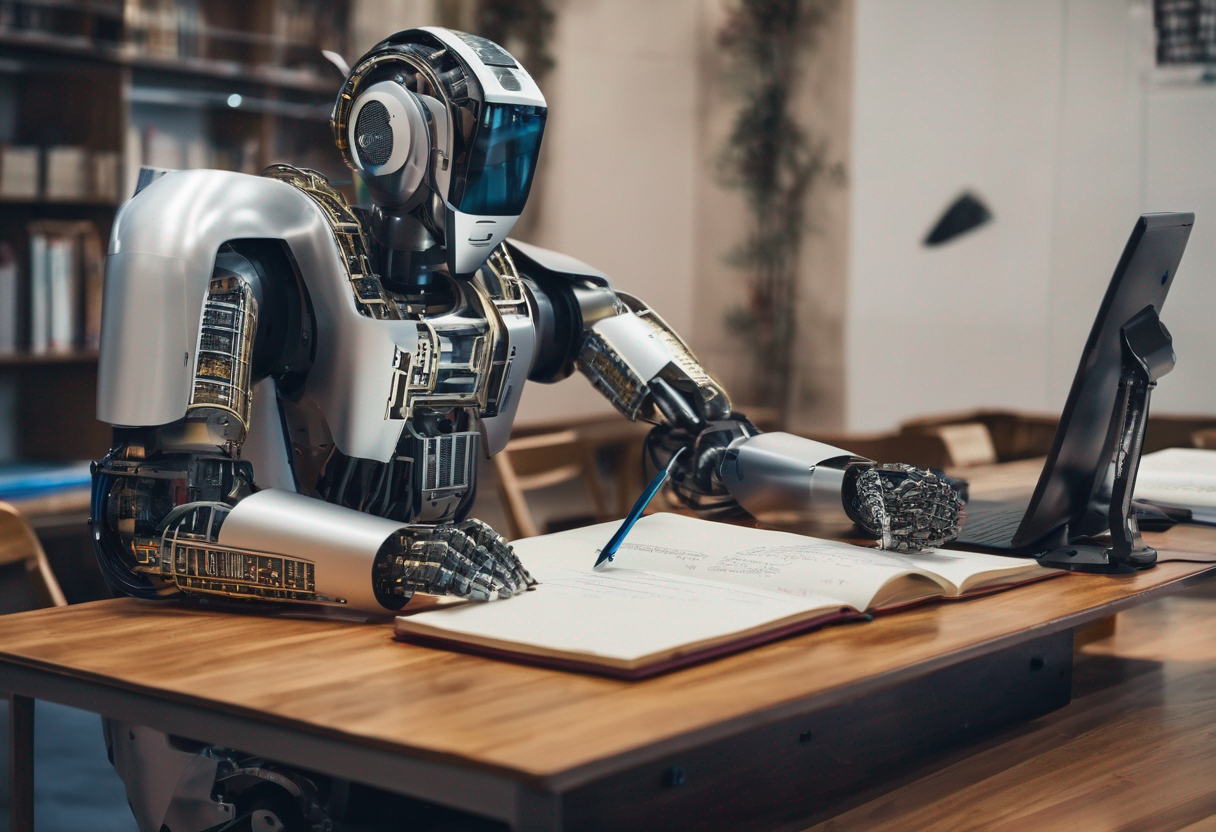 robot writing with a human