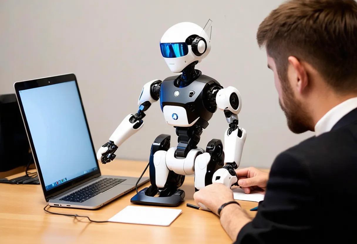 robot writing with a human