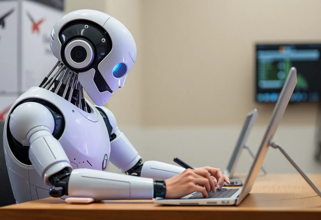 robot writing with a human
