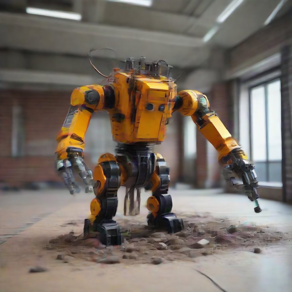 robots building a building brick by brick
