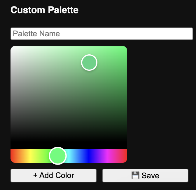 Custom palette tool
