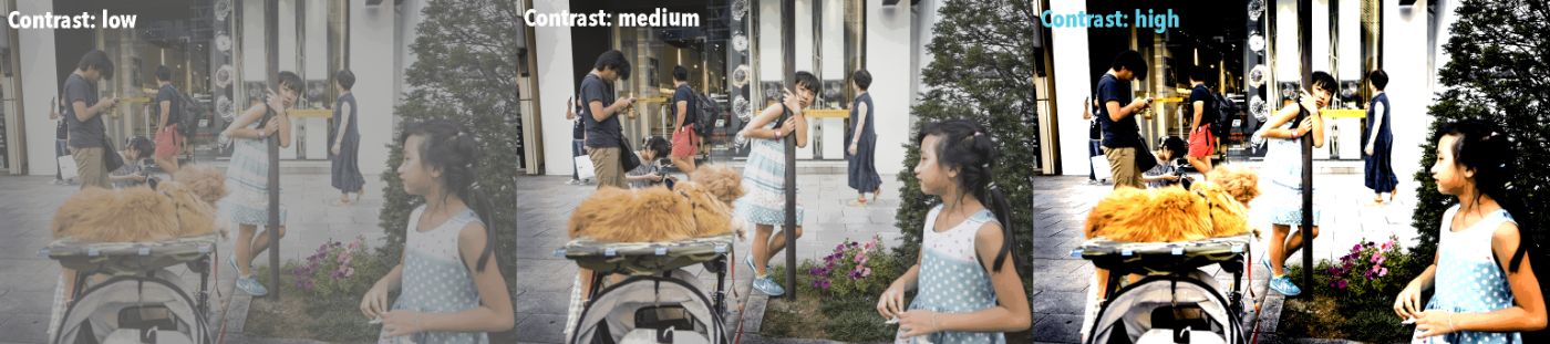 Contrast gradually enhances the colors in the image