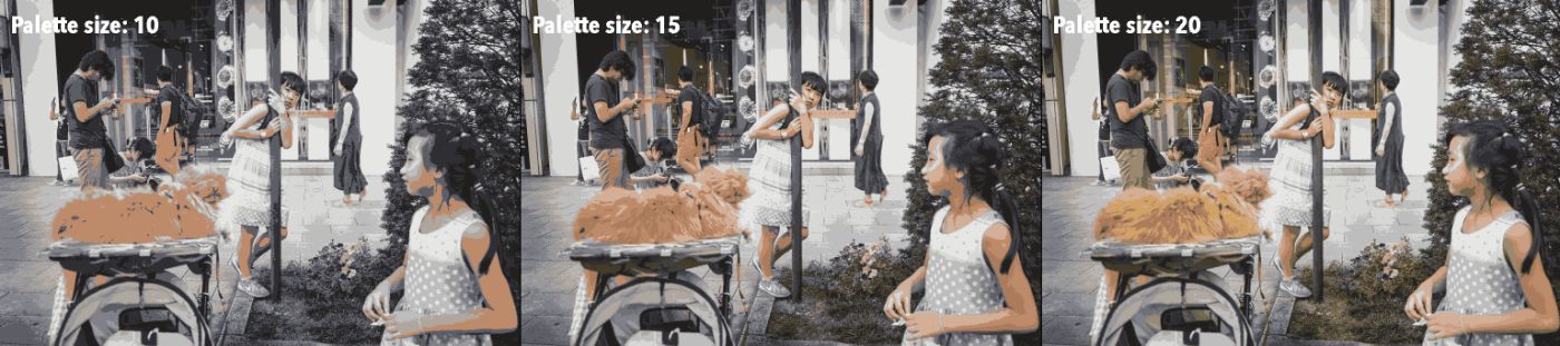 The more colors there are in the palette, the more details can be distinguished in the photo